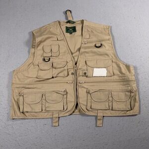 Vintage Fishing Vest Men XL Khaki Multi Pocket Fly Fishing Outdoor Gear Gorpcore